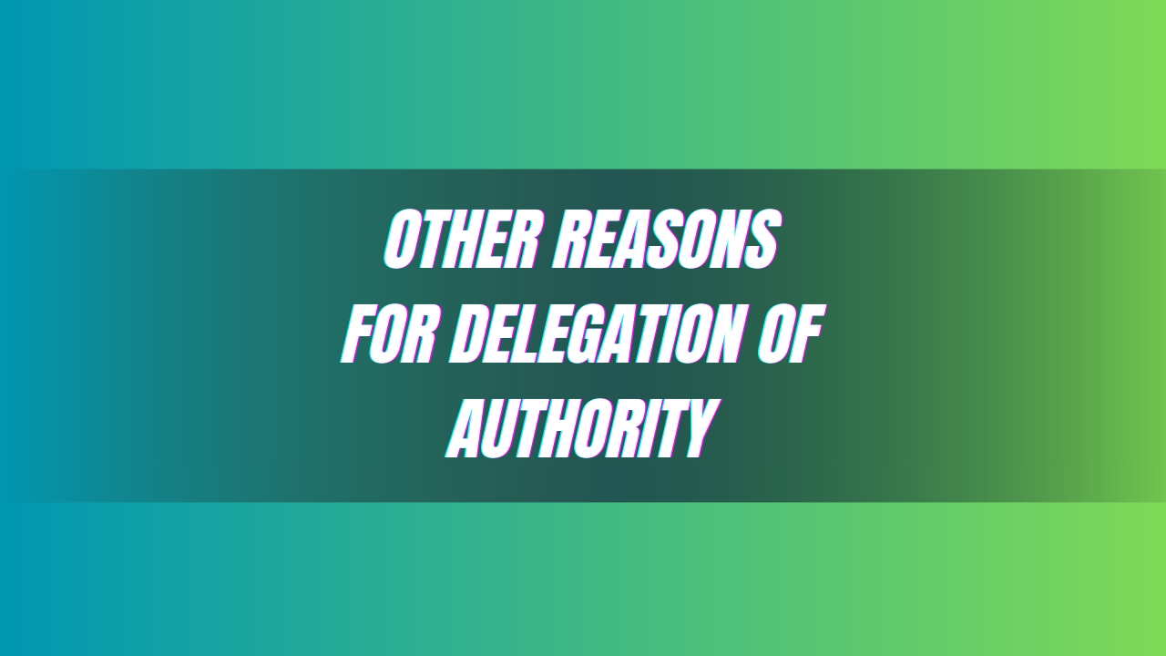 Other Reasons for Delegation of Authority Image